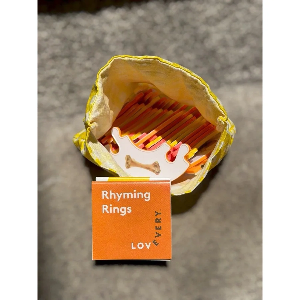 Lovevery Rhyming Rings W/ Organic Cotton Storage Bag Play Kit - Month 52, 53, 54